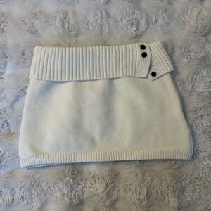 Cream Stretchy Low Rise Knit Mini Skirt